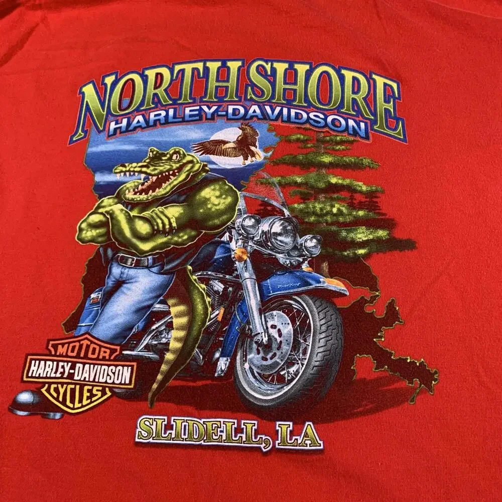 Vintage Harley-Davidson Shirt Mens Large Red North Shore Slidell LA USA 2004 Tee - Picture 8 of 10